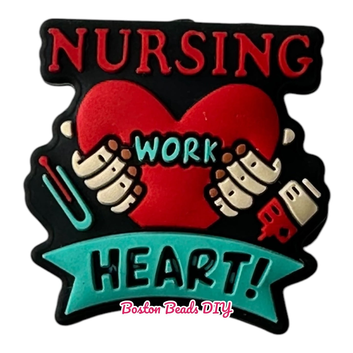 Health Nursing is a work of heart Hands holding heart  Focal Beads (Sold per set of 5)