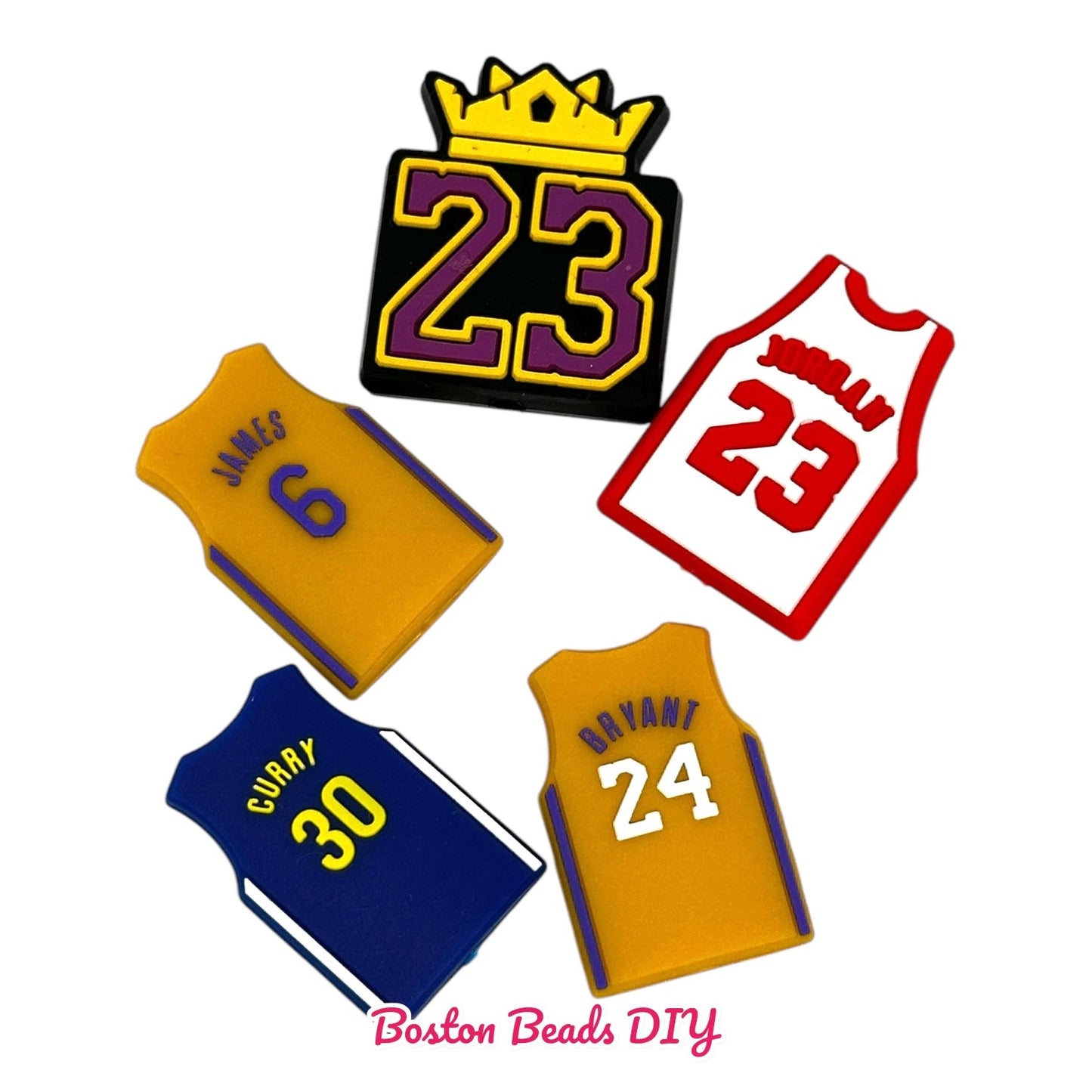 NBA Basketball Player Numbers Focal Beads (Sold per set of 5)