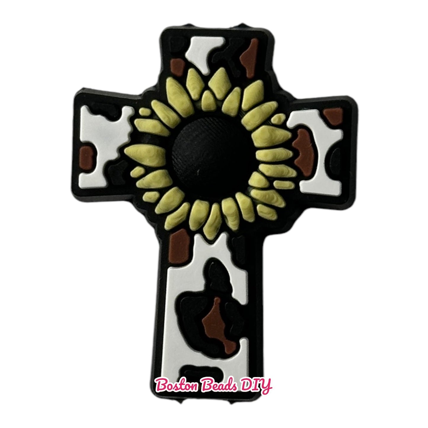 Cross Sunflower Focal Beads (Sold per set of 5)