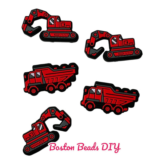 Auto Truck Red Mix Focal Beads (Sold per set of 5)