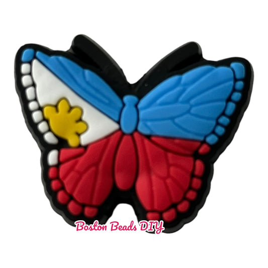 Butterfly Philippine Flag Focal Beads (Sold per set of 5)