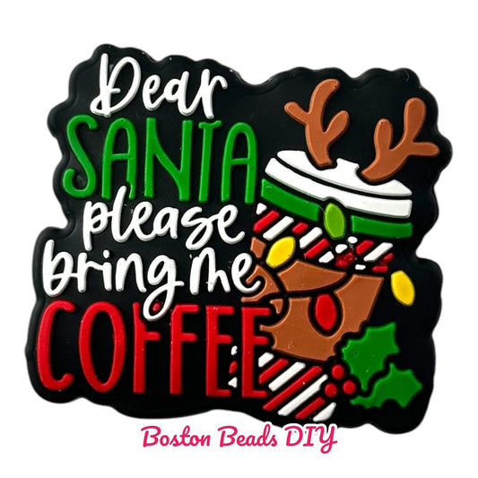 Christmas Dear Santa Please Bring Me Coffee Focal Beads (Sold per set of 5)