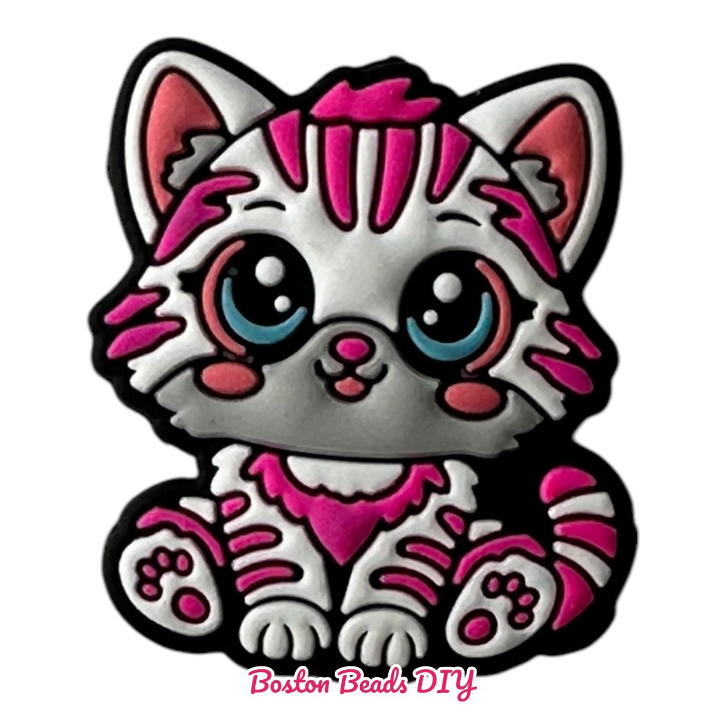 Cat cute in pink  Focal Beads (Sold per set of 5)