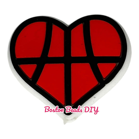 Basketball Heart Focal Beads (Sold per set of 5)