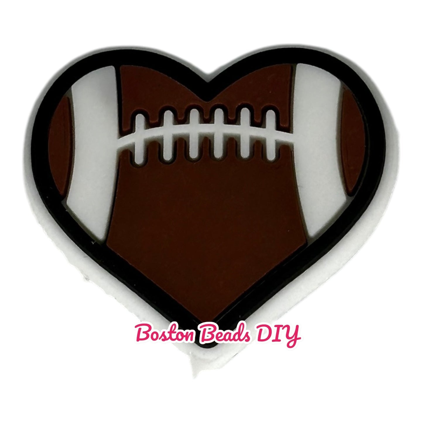 Football Heart Focal Beads (Sold per set of 5)