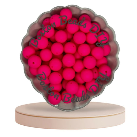 Hot Pink/Round Silicone Beads 12mm|15mm/Vibrant/Durable/ Beads for Crafts/Pen Making/Wristlet/Keychains