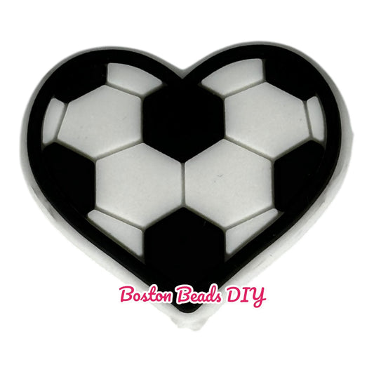 Soccer Heart Focal Beads (Sold per set of 5)