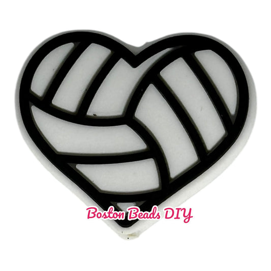 Volleyball Heart Focal Beads (Sold per set of 5)