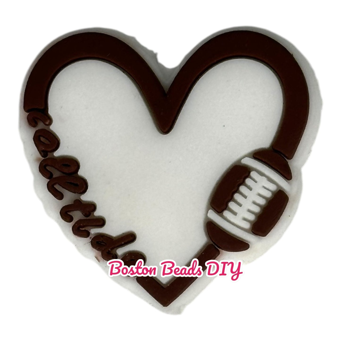 Football Heart 2 Focal Beads (Sold per set of 5)