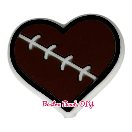 Rugby Heart Focal Beads (Sold per set of 5)