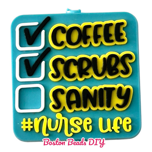 Health Coffee Scrubs Sanity Nurse Life Focal Beads (Sold per set of 5)