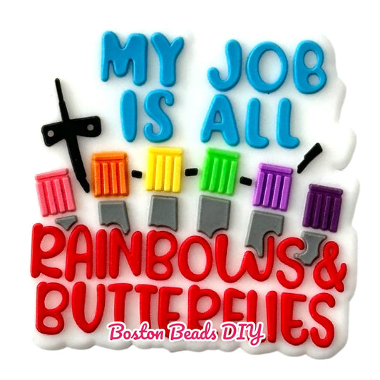 Health My Job is All Rainbows and Butterflies Focal Beads (Sold per set of 5)