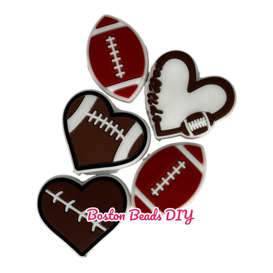 Football, Rugby Mix Focal Beads (Sold per set of 5)