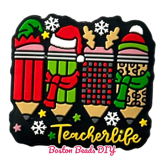 Christmas Teacher Life Focal Beads (Sold per set of 5)