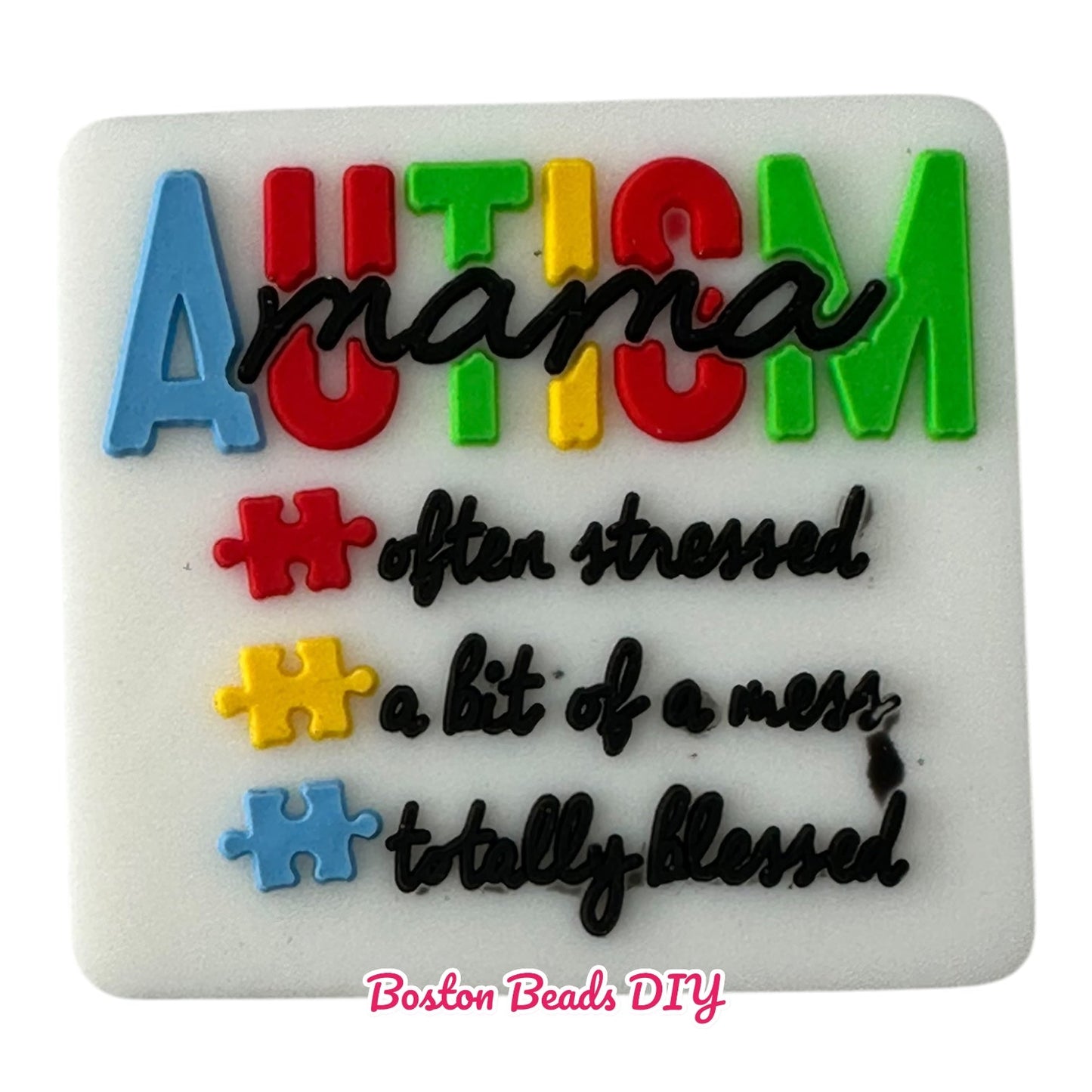 Awareness Autism Mama Focal Beads (Sold per set of 5)