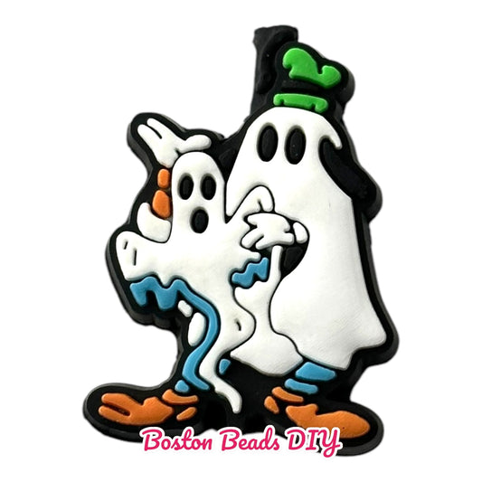 Halloween Two Ghosts Focal Beads (Sold per set of 5)