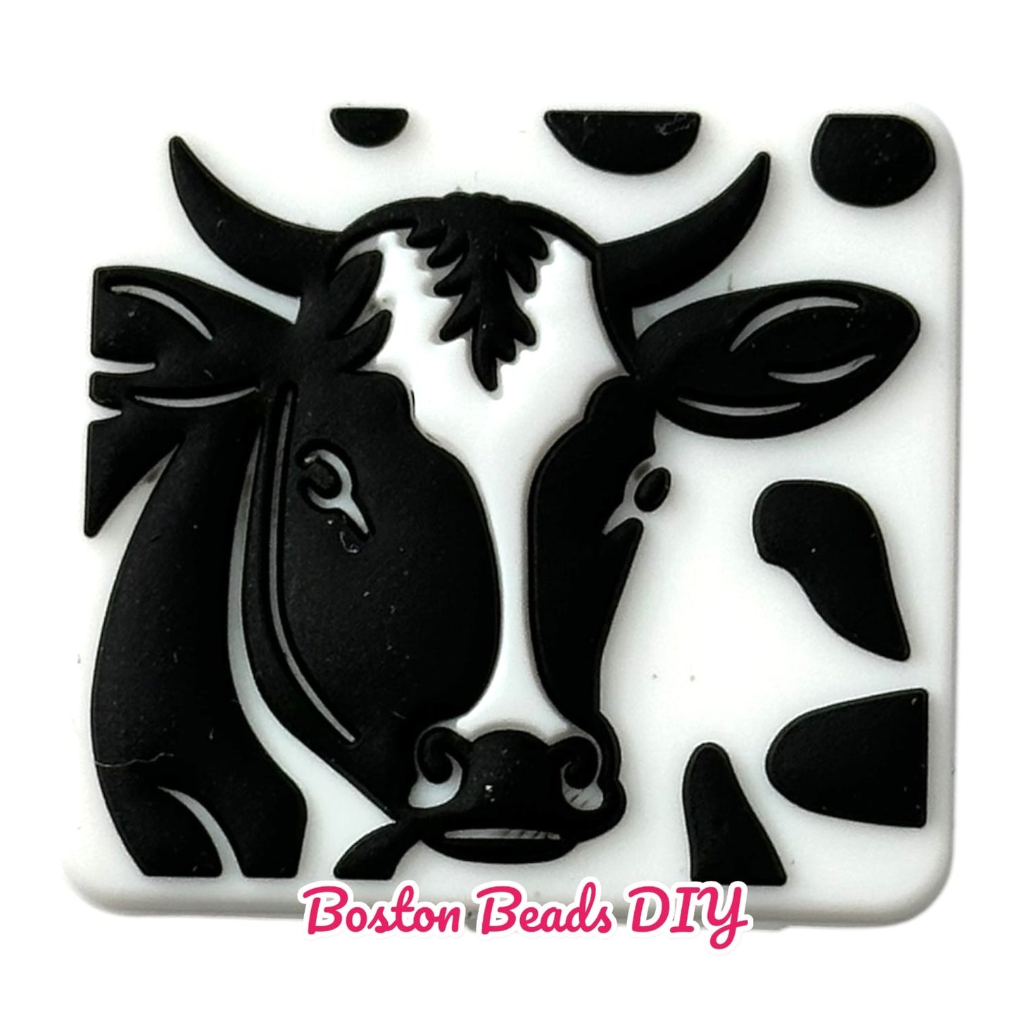 Cow Black and White Focal Beads (Sold per set of 5)