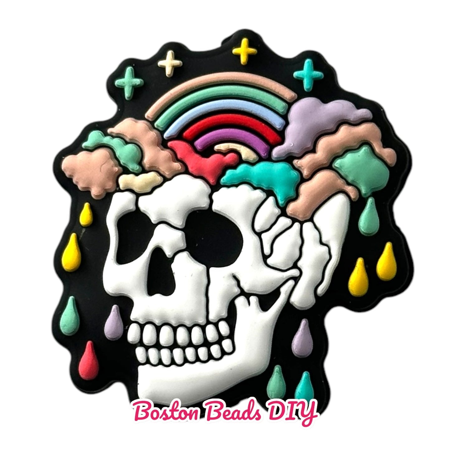 Halloween Skull Colorful Brain Focal Beads (Sold per set of 5)