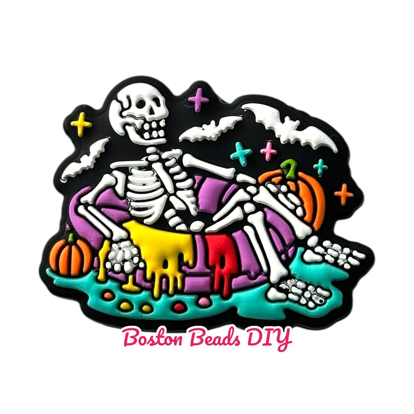 Halloween Skeleton Sitting Focal Beads (Sold per set of 5)