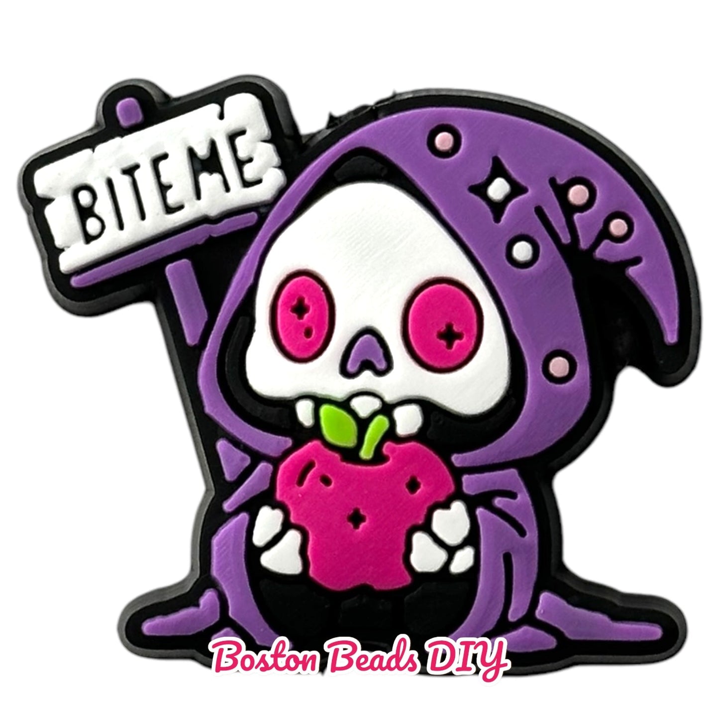 Halloween Bite Me Ghost Purple Coat Focal Beads (Sold per set of 5)