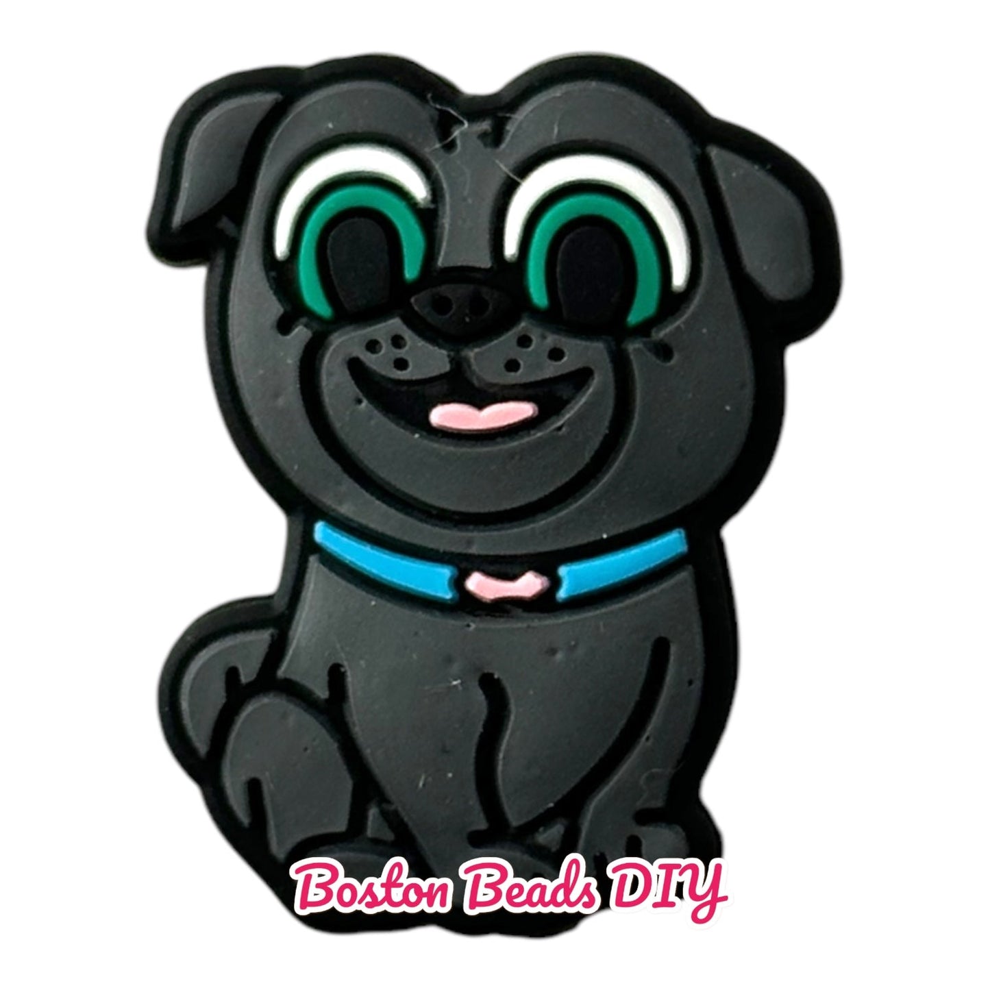 Dog Pug Dark Gray Focal Beads (Sold per set of 5)