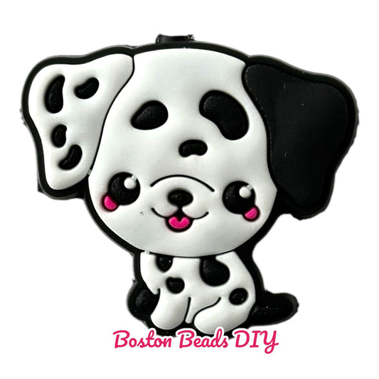 Dog Cute White and Black Focal Beads (Sold per set of 5)