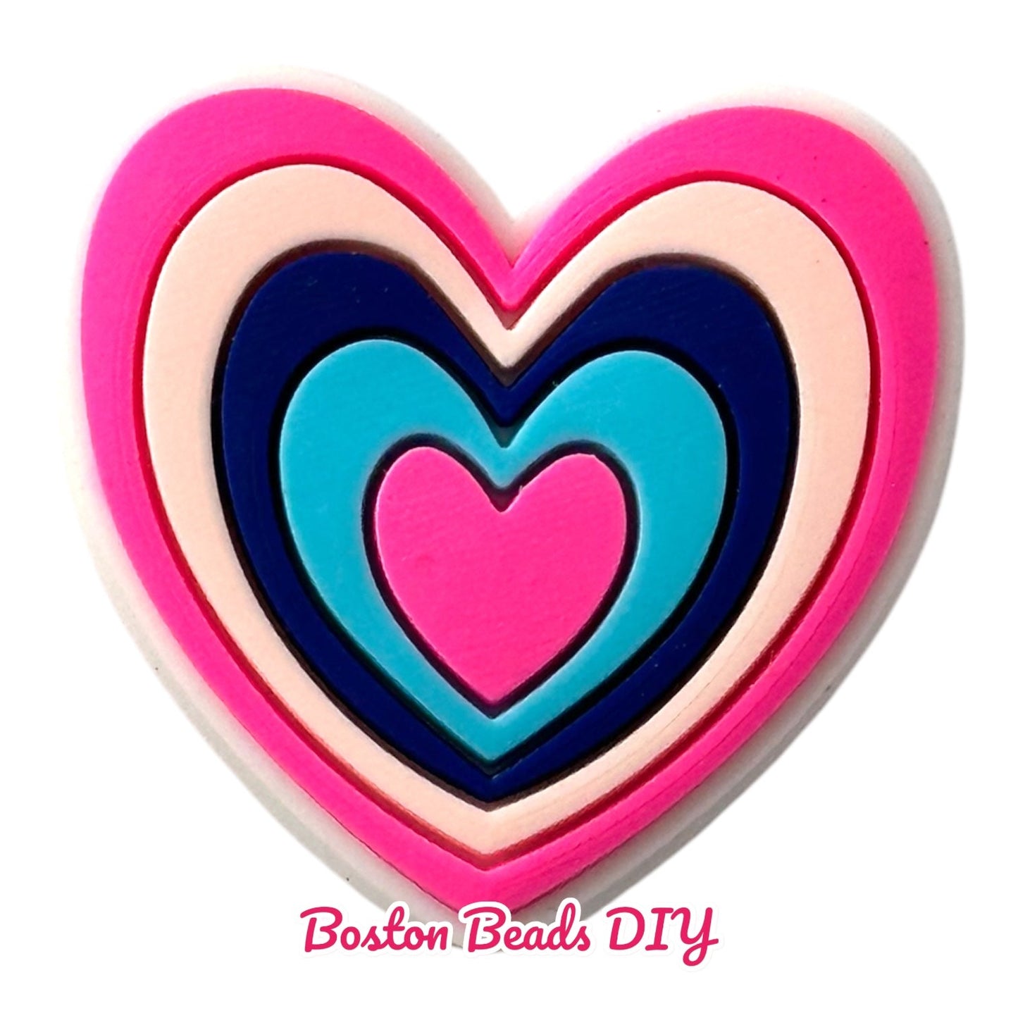 Heart Multicolor Pink Focal Beads (Sold per set of 5)