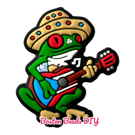 Frog Playing Guitar Focal Beads (Sold per set of 5)