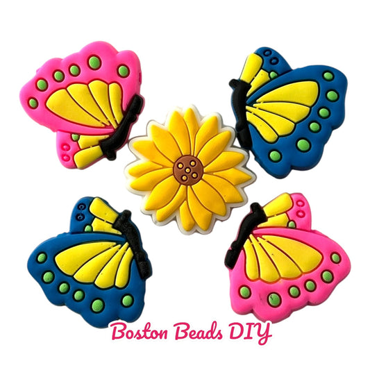 Butterfly Mix with Flower Focal Beads (Sold per set of 5)