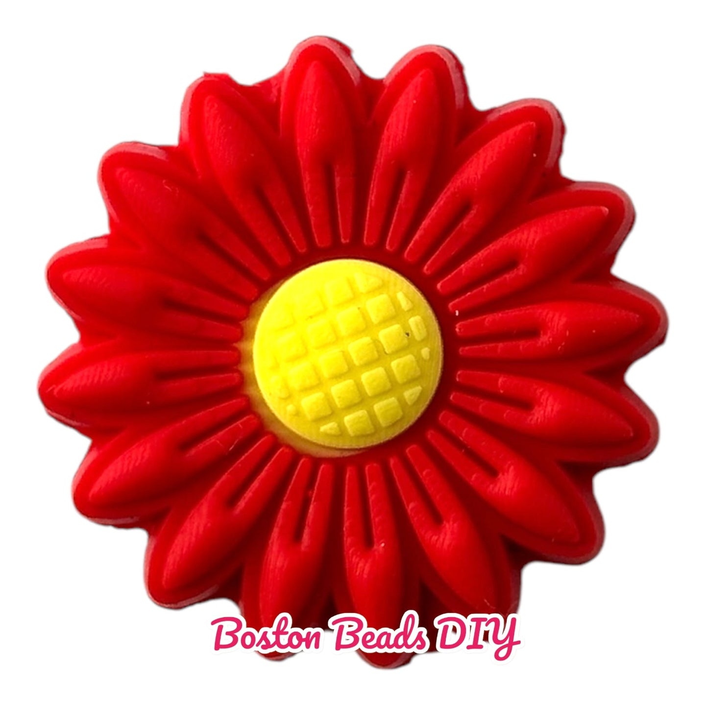 Flower Red Yellow Focal Beads (Sold per set of 5)