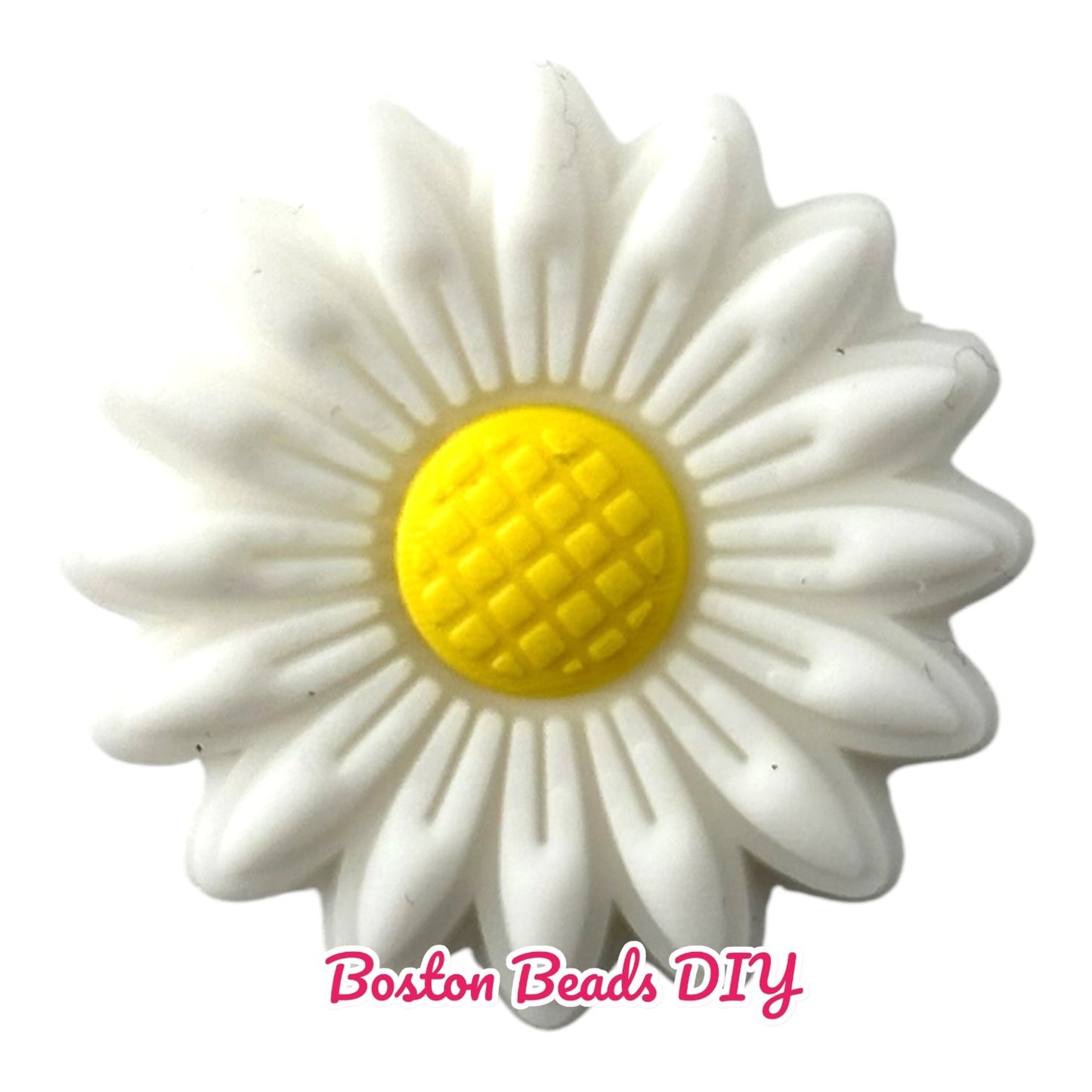 Flower White Yellow Focal Beads (Sold per set of 5)