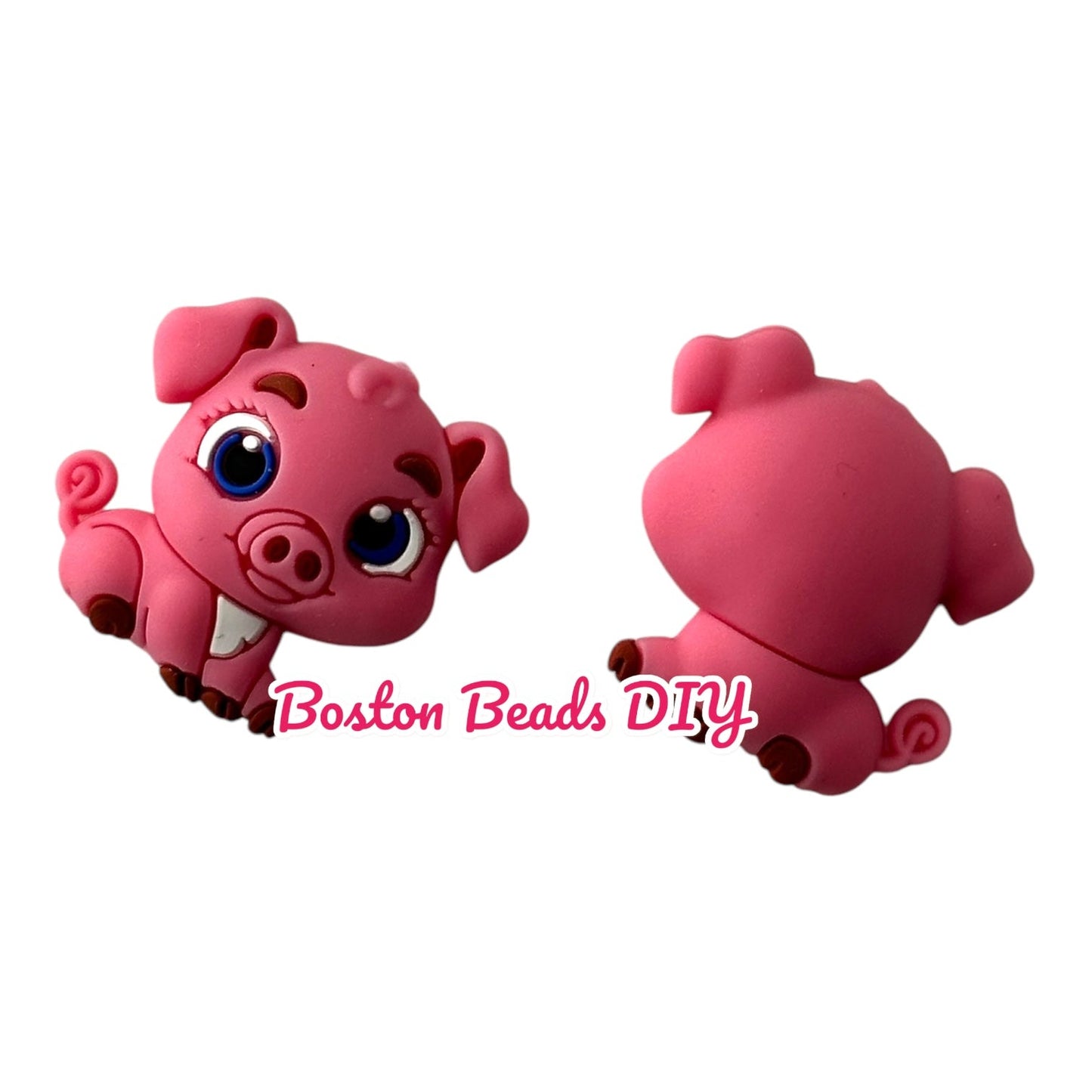 3D Piggy Pink Focal Beads (Sold per set of 4)