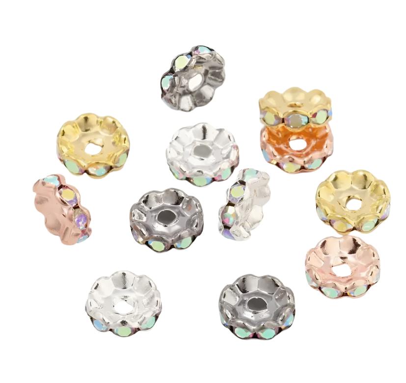 10mm Rhinestone Spacers/[Flat/Wavy]