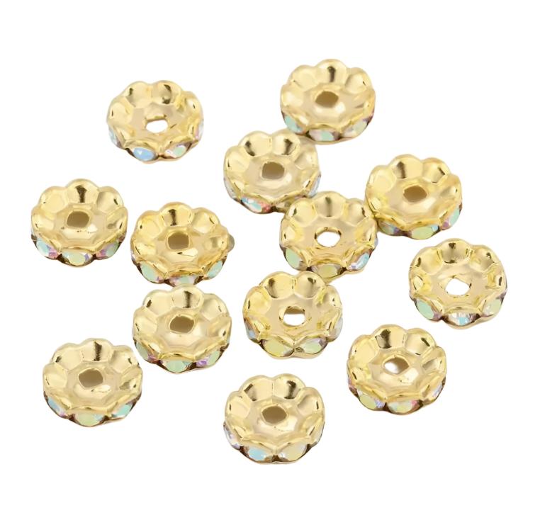 10mm Rhinestone Spacers/[Flat/Wavy]